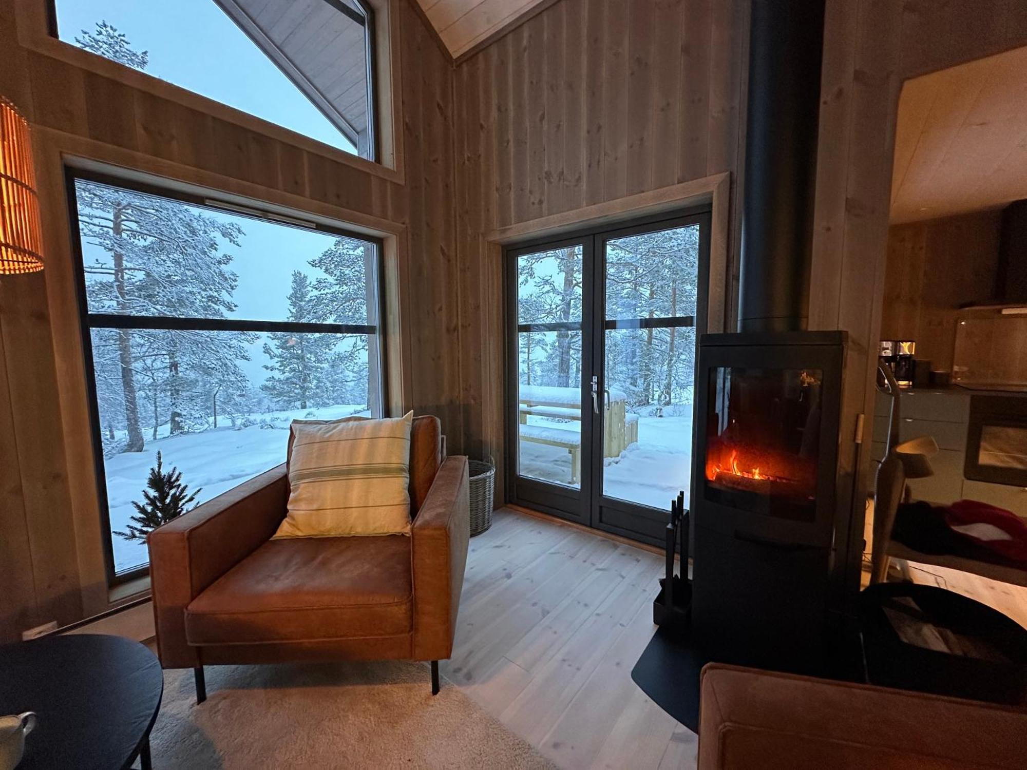 Modern Northern Lights Cabin Drangedal Ngoại thất bức ảnh