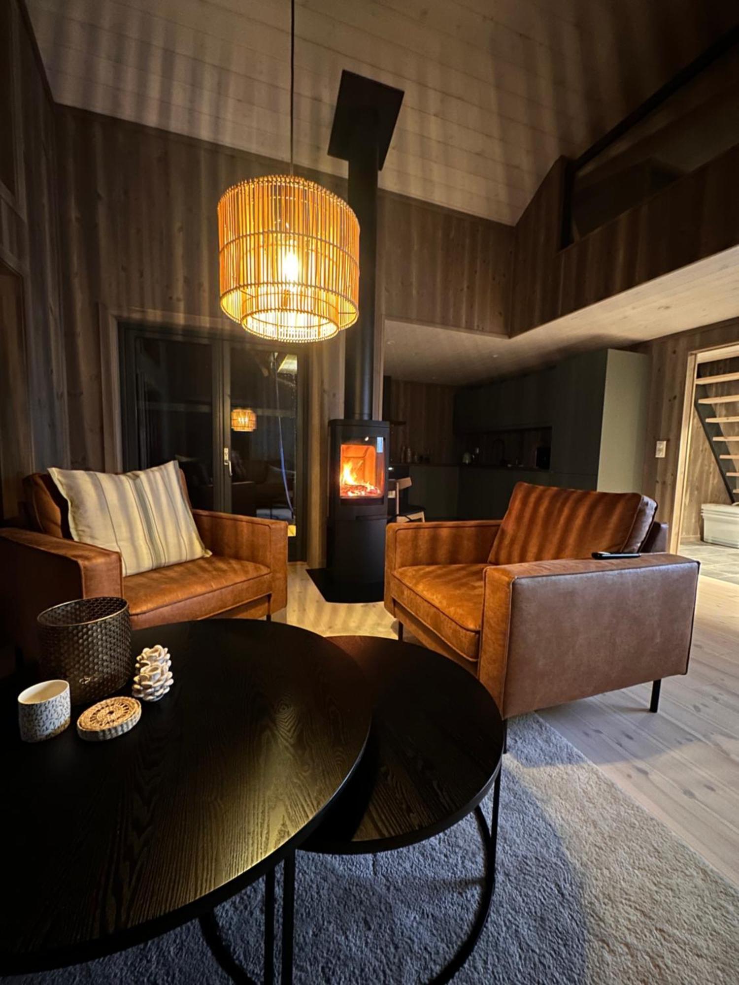 Modern Northern Lights Cabin Drangedal Ngoại thất bức ảnh